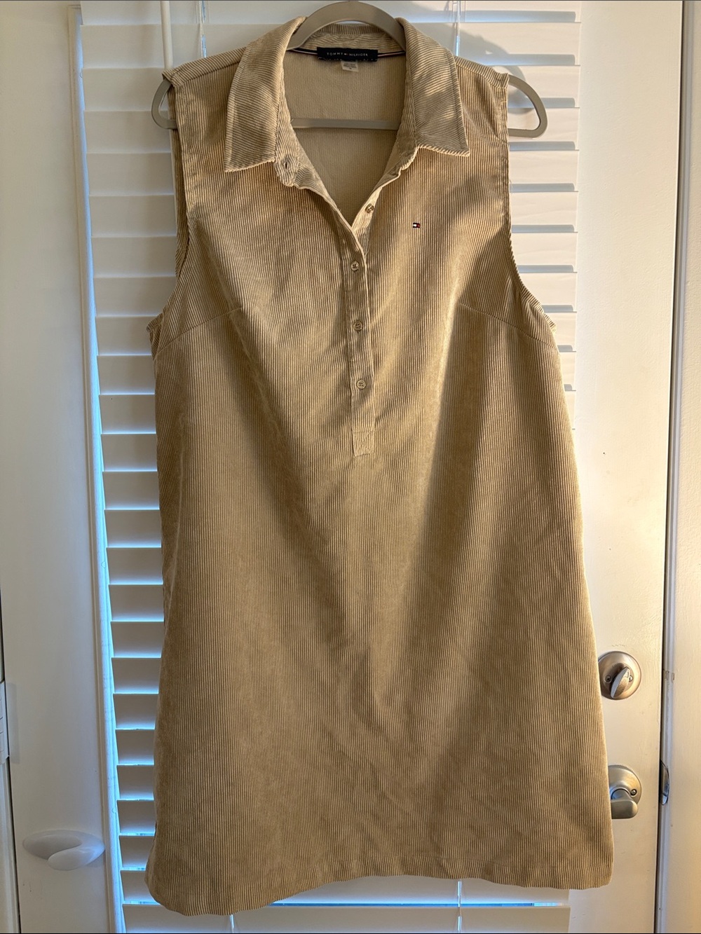 Tommy Hilfiger Khaki Corduroy Preppy Casual CareerSleeveless Polo Dress SZ 14